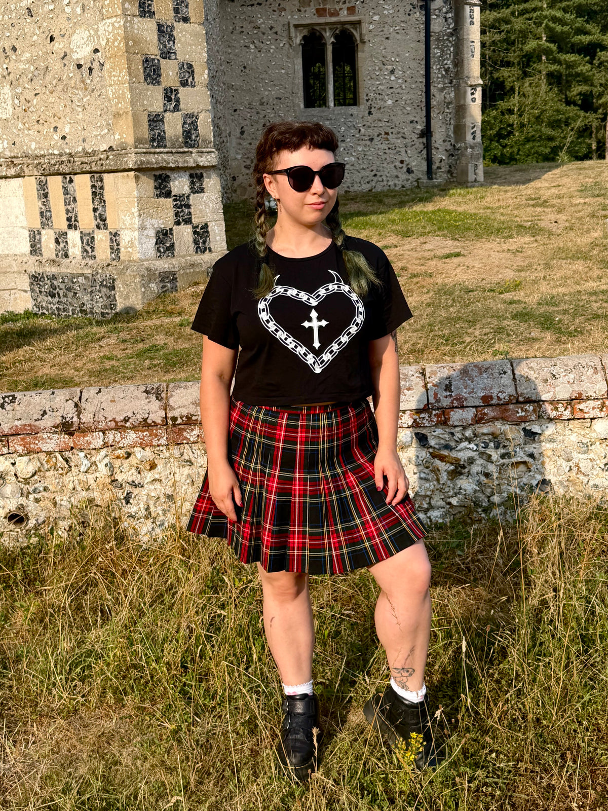 Chain Heart Black Crop Top