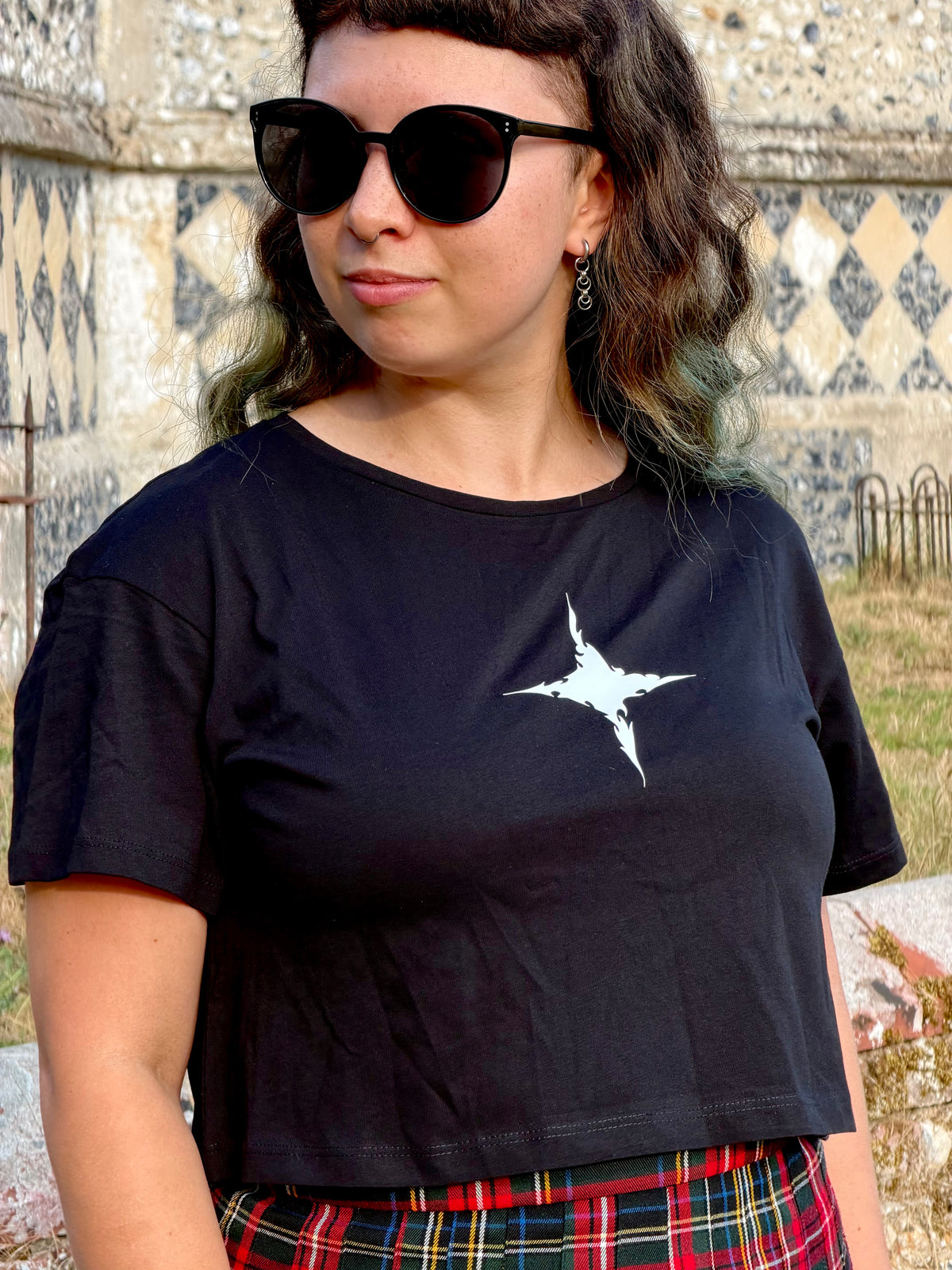 Spooky Sparkle Black Crop Top