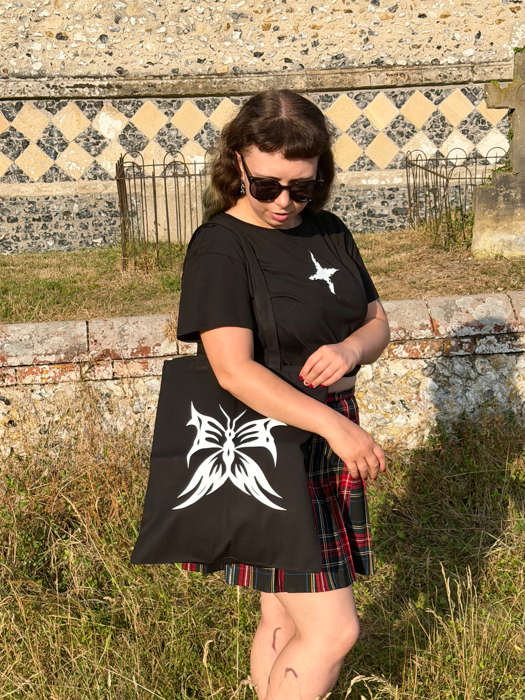 Butterfly Black Tote Bag