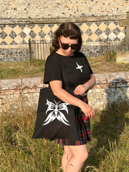 Butterfly Black Tote Bag