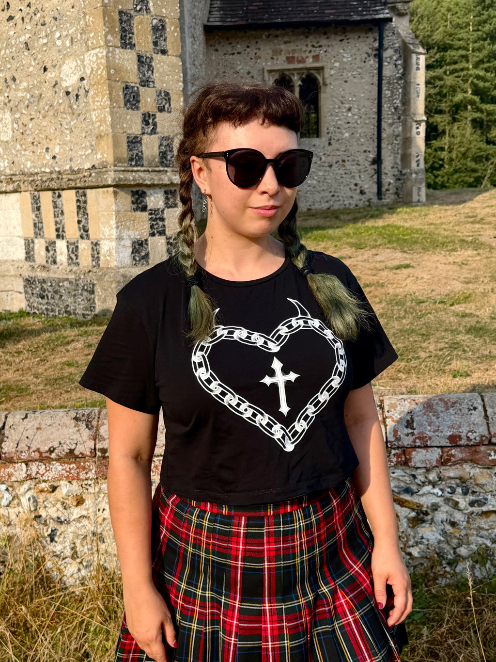 Chain Heart Black Crop Top